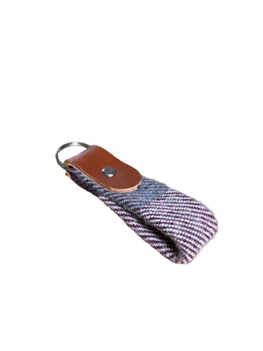 Tweed and leather keyring