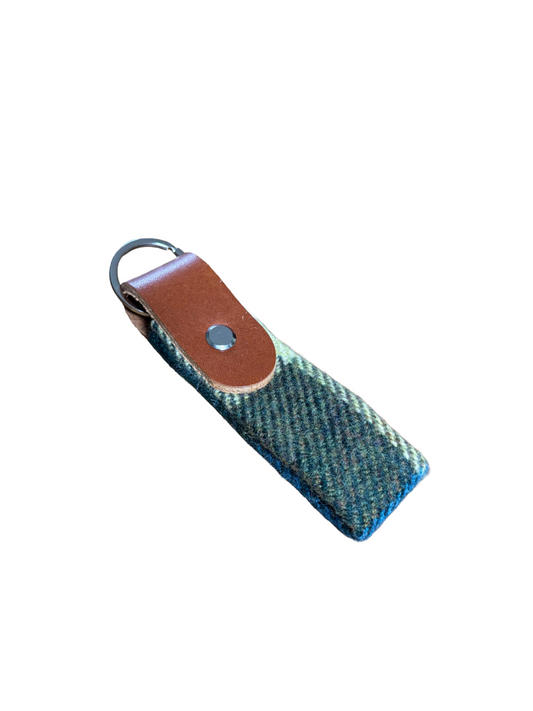 Tweed and leather keyring