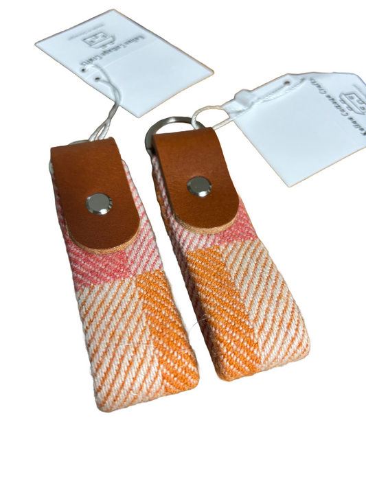 Tweed and leather keyring