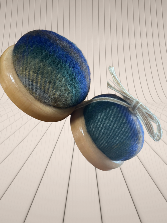 Tweed pin cushion blue tartan