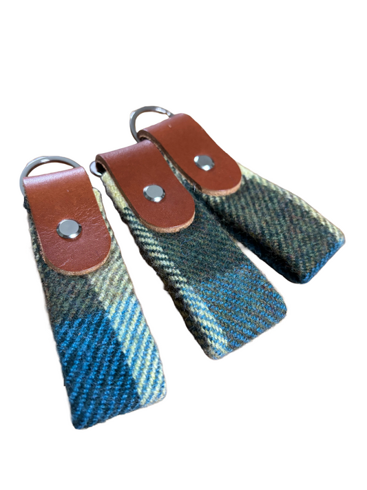 Tweed and leather keyring