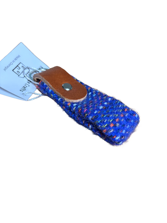 Tweed and leather keyring