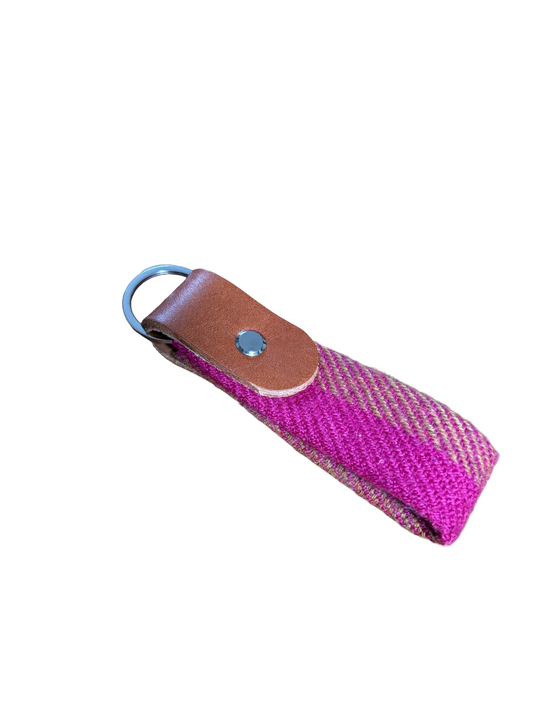 Tweed and leather keyring