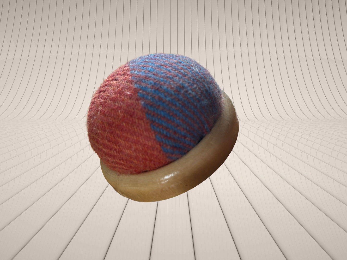 Tweed Pin Cushion - bright plaid in oranges/blues and pinks