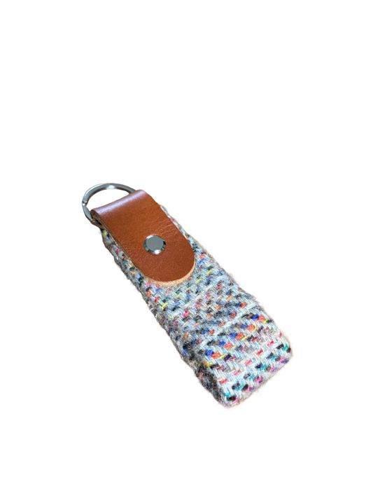 Tweed and leather keyring