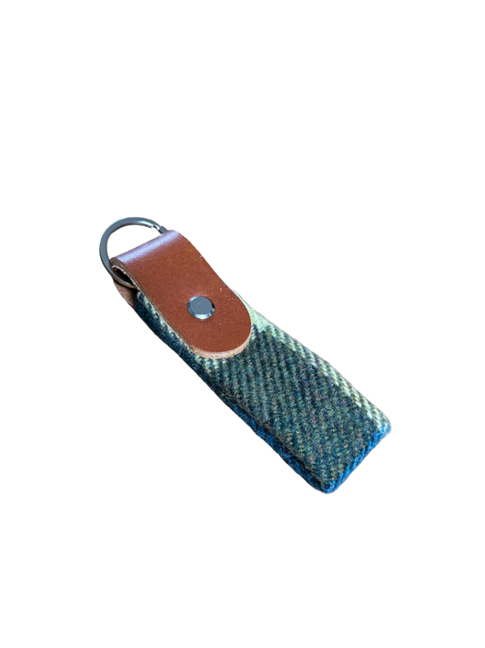 Tweed and leather keyring