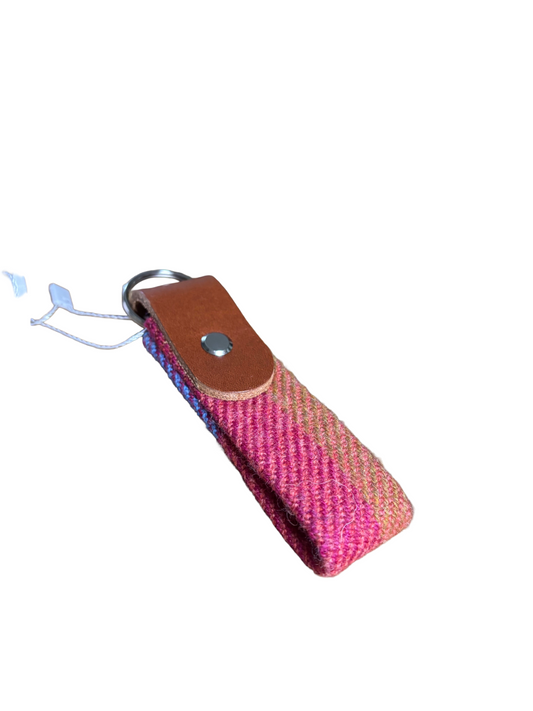 Tweed and leather keyring