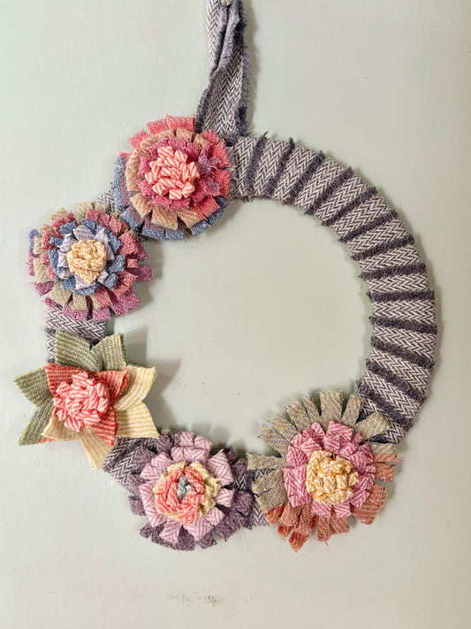 Tweed flower wreath