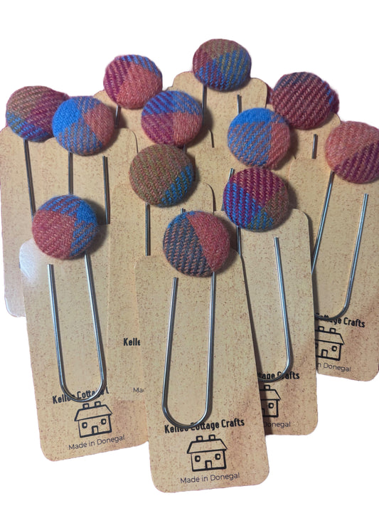 Tweed button bookmark- brights