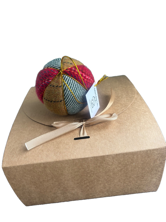 Luxury tweed baubles box of 4