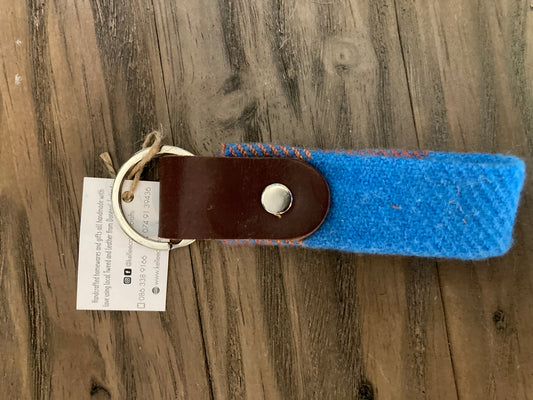 Tweed and leather keyring