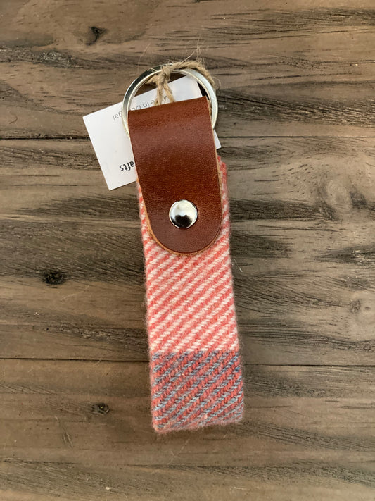 Tweed and leather keyring