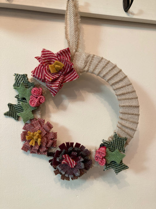 Tweed flower festive wreath