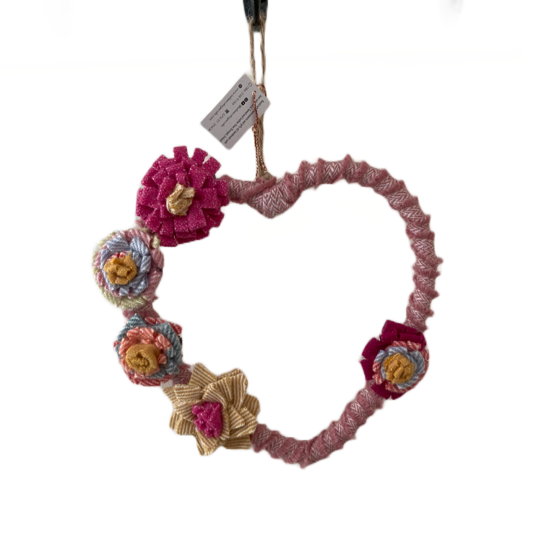 Tweed flower hanging heart