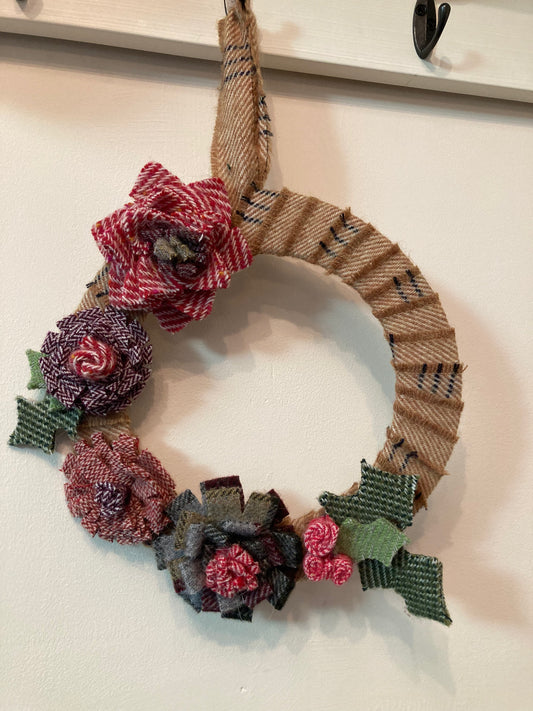 Tweed flower festive wreath