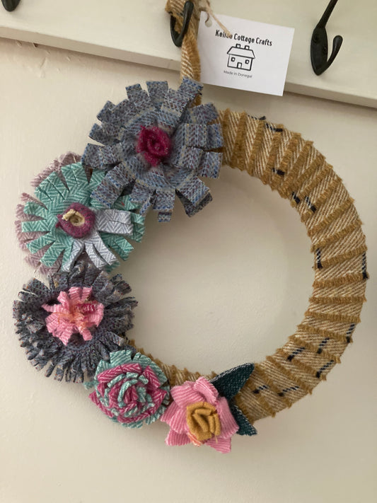 Tweed flower wreath