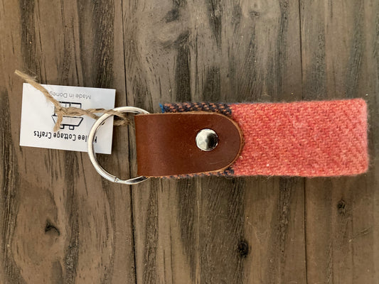 Tweed and leather keyring