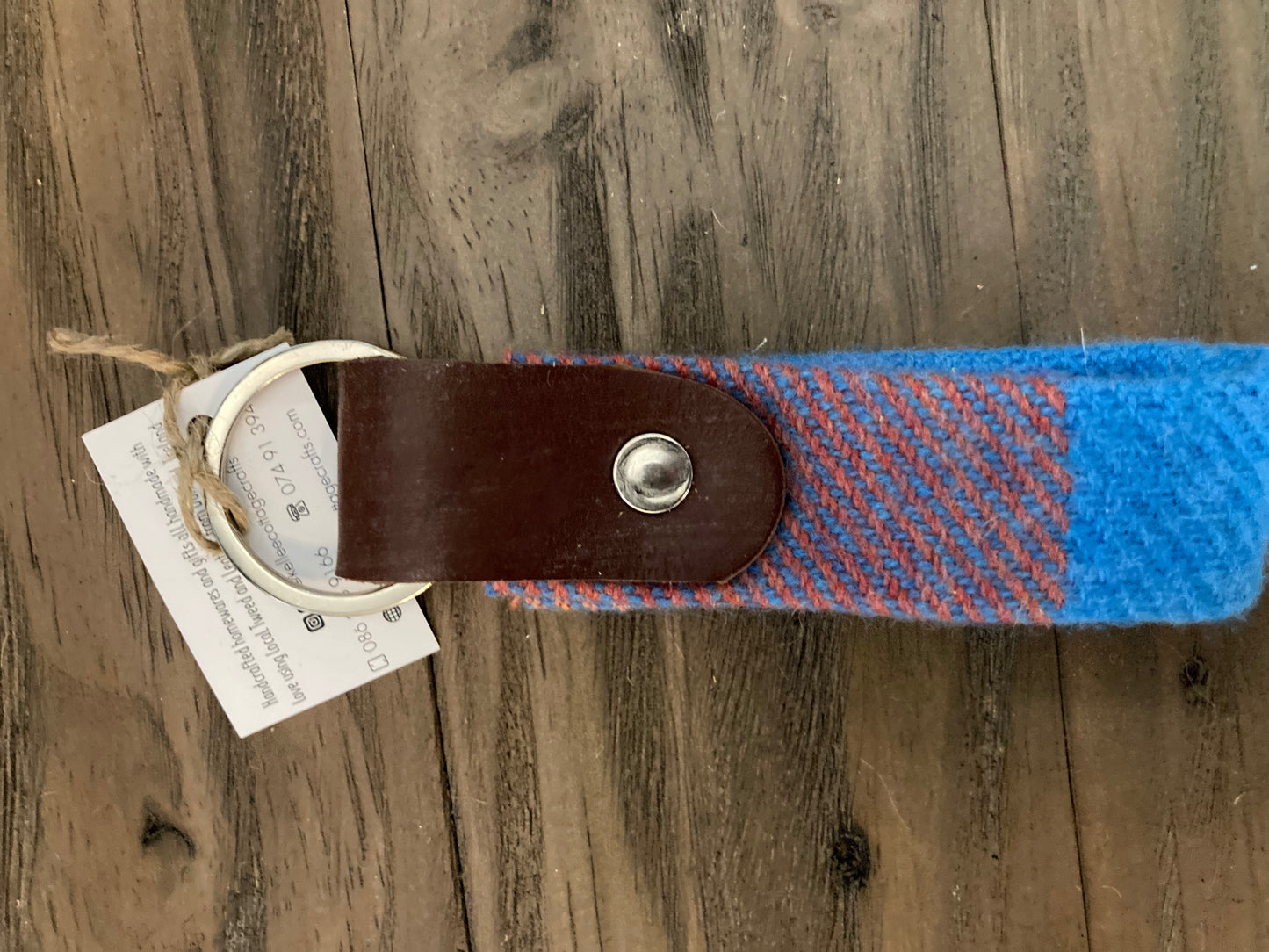 Tweed and leather keyring