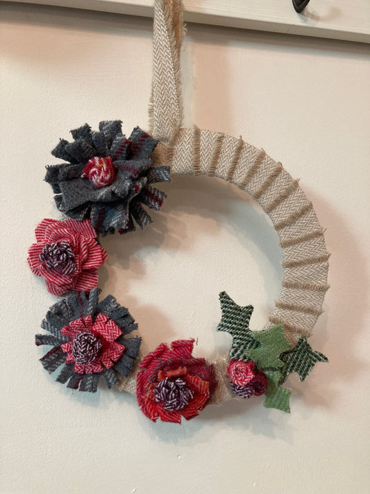 Tweed flower festive wreath