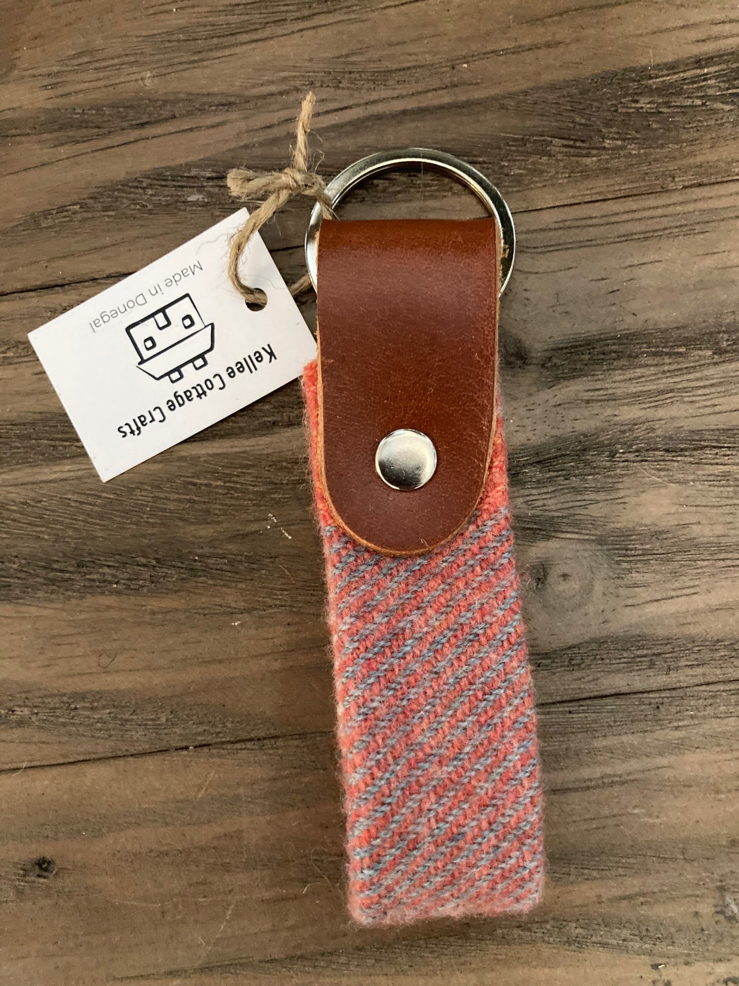 Tweed and leather keyring