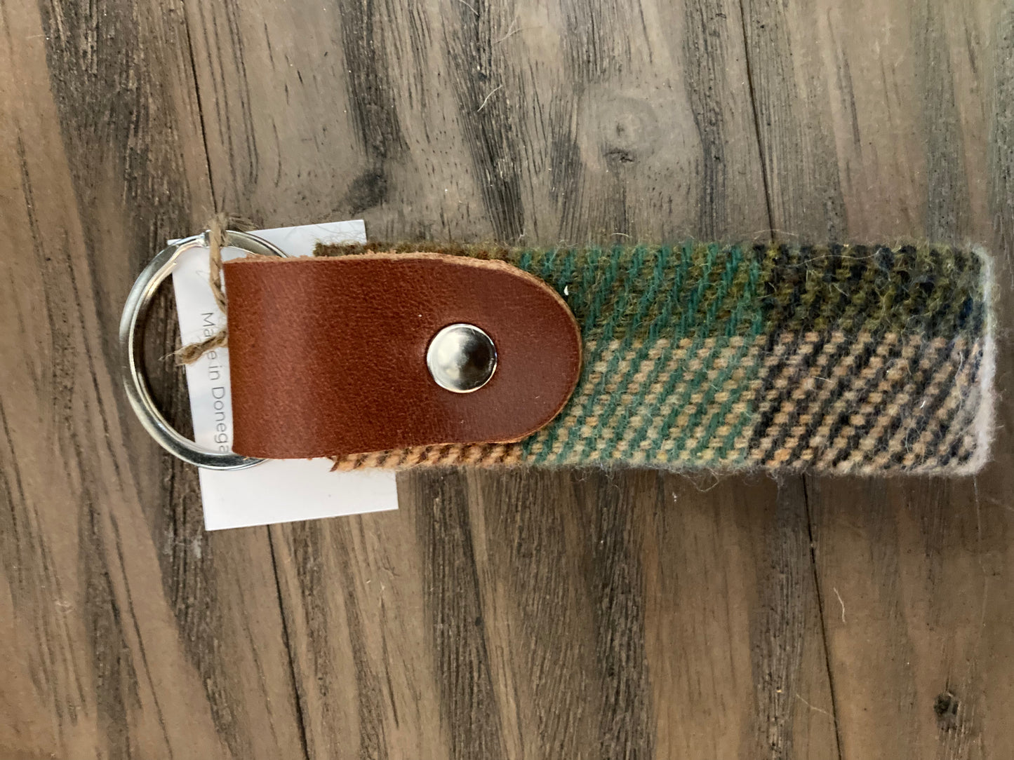Tweed and leather keyring