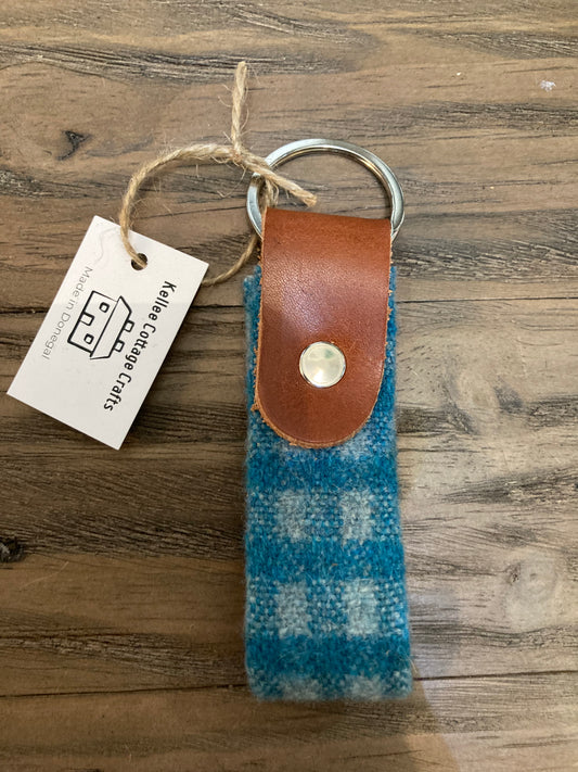 Tweed and leather keyring