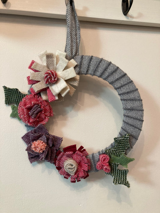 Tweed flower festive wreath