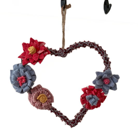 Tweed flower hanging heart