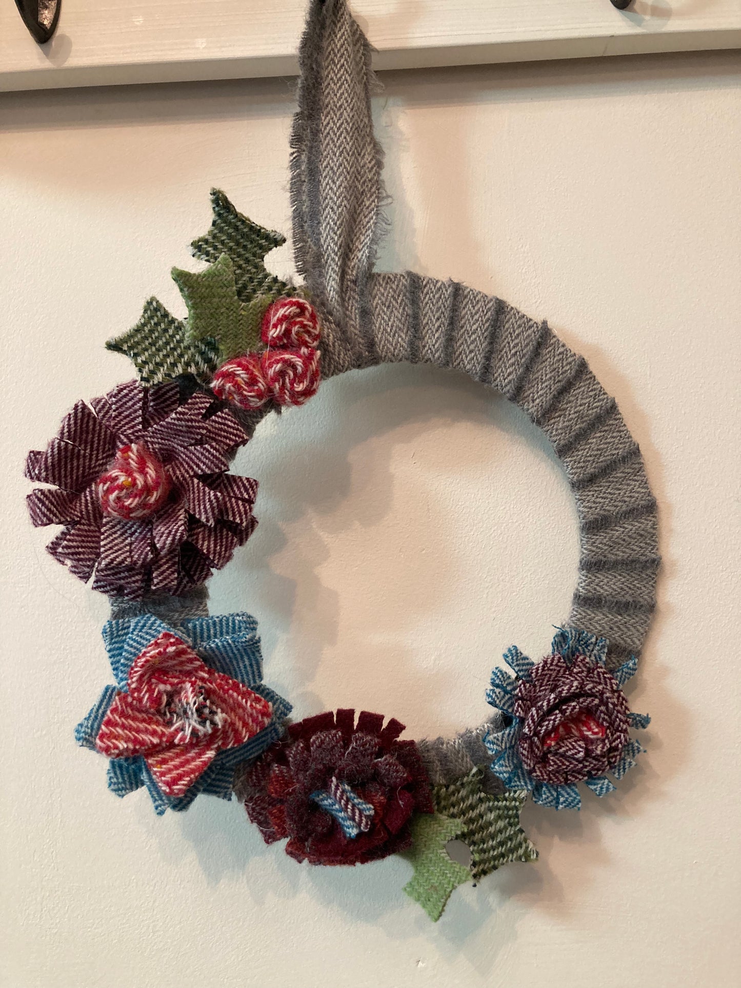 Tweed flower festive wreath